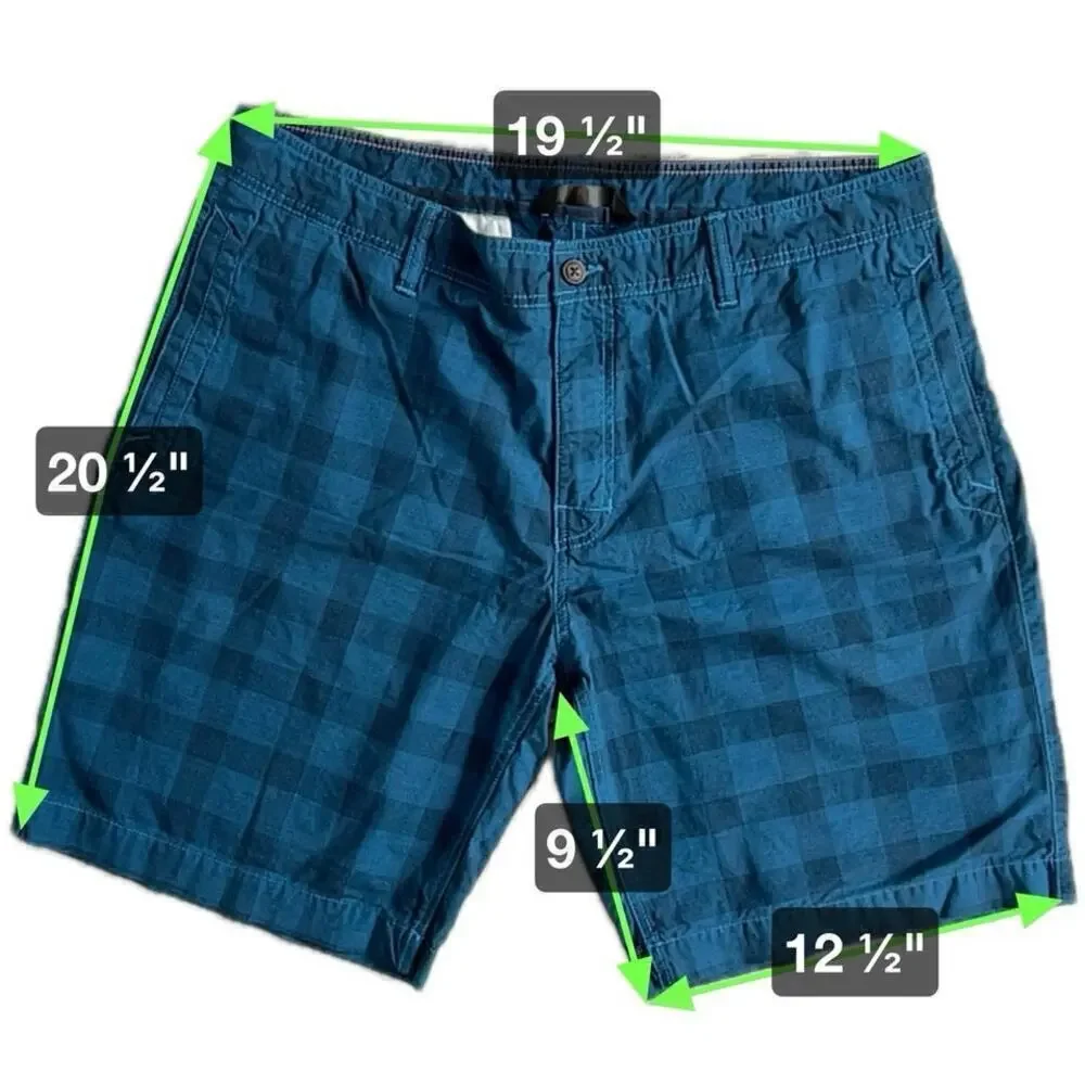 The North Face Shorts Mens Size 40 Blue Plaid Relaxed Fit Hiking Cargo Pockets
